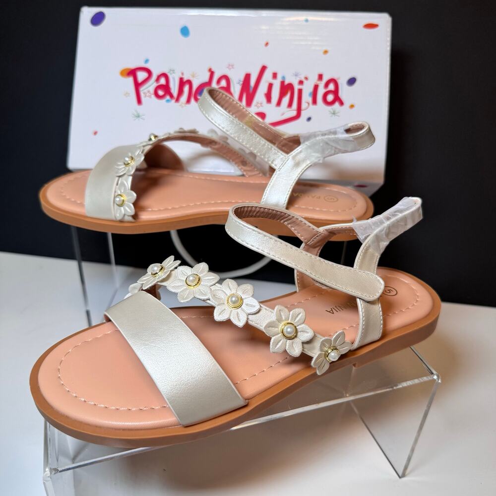 Girls Flower Accent Sandals Size 5 New